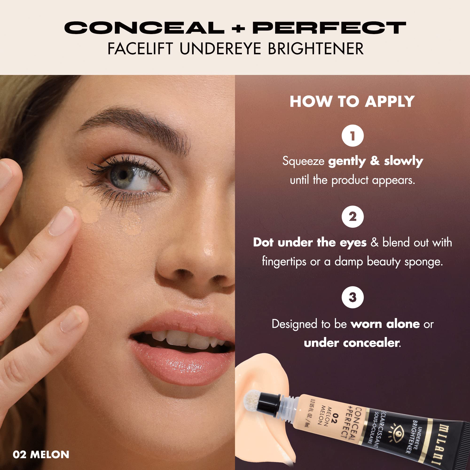 Milani Conceal + Perfect Melón tono clave para un look descansado.