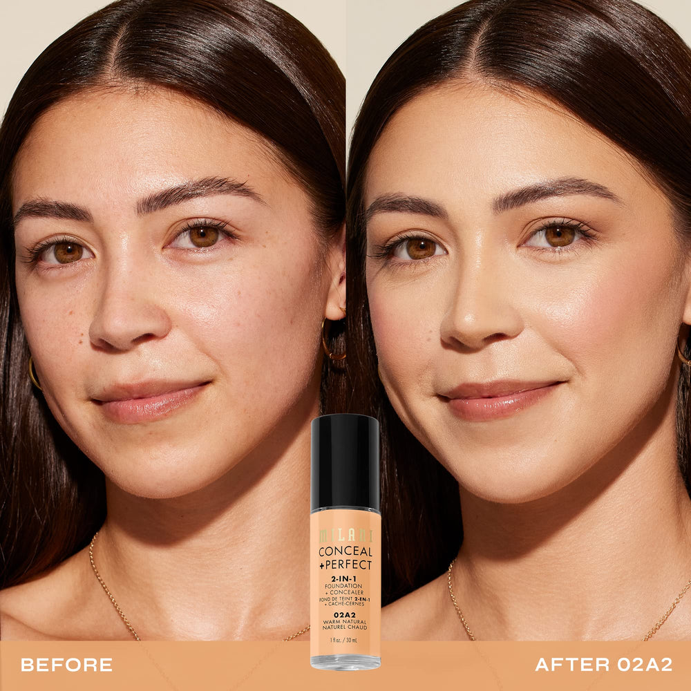 Milani Conceal + Perfect muestra 45 tonos para tono de piel natural.