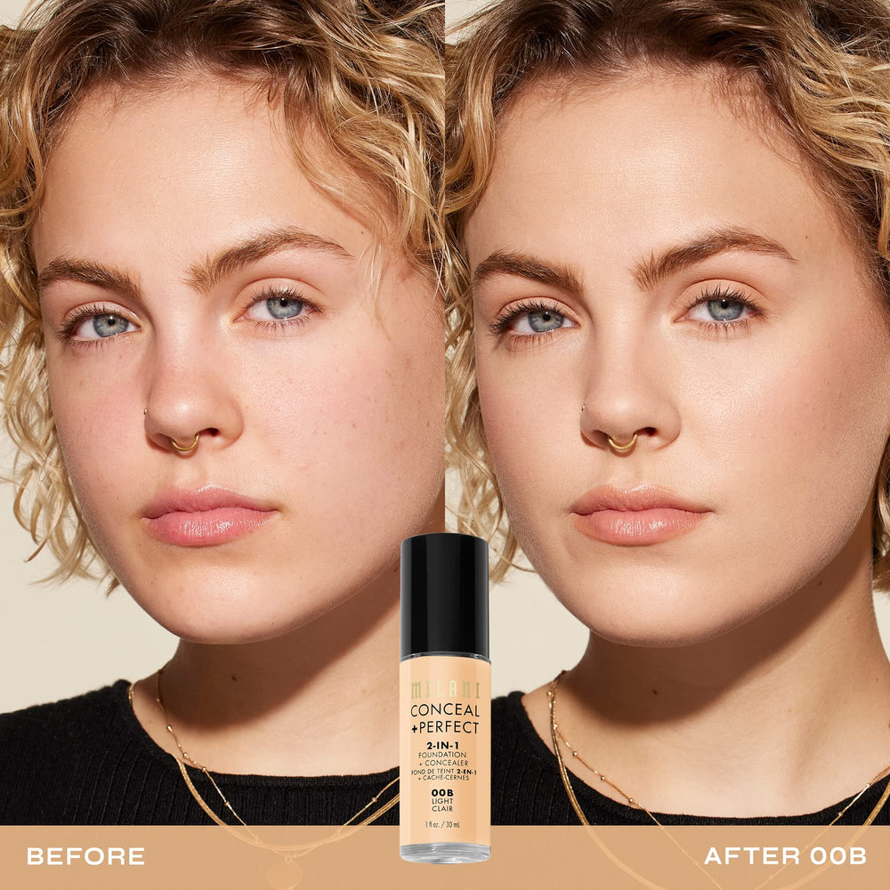 Milani dos en uno corrector base aplicación en centro facial para mezcla uniforme