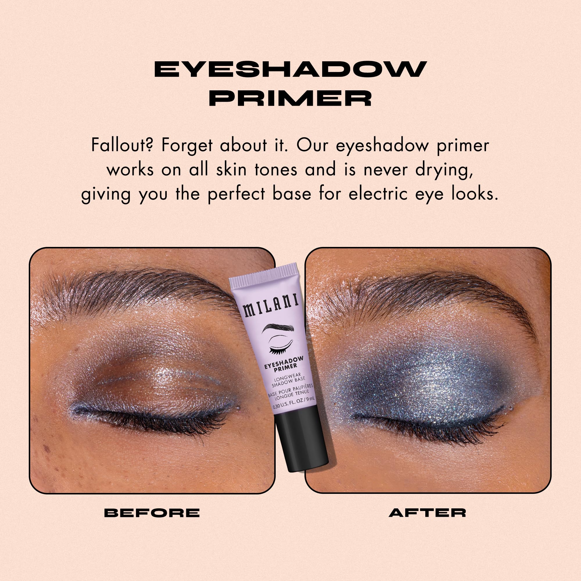 Milani Eyeshadow Primer, tono neutro, se adapta a cualquier piel