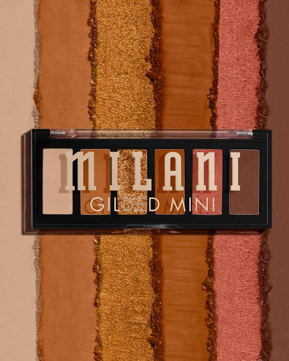 Milani Gilded Mini Paleta en caja compacta, ideal para retoques en cualquier lugar.