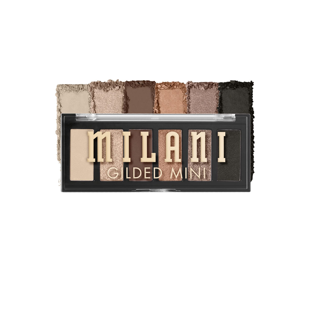 Milani Gilded Mini paleta de 6 sombras para looks versátiles con acabado mate y brillo.