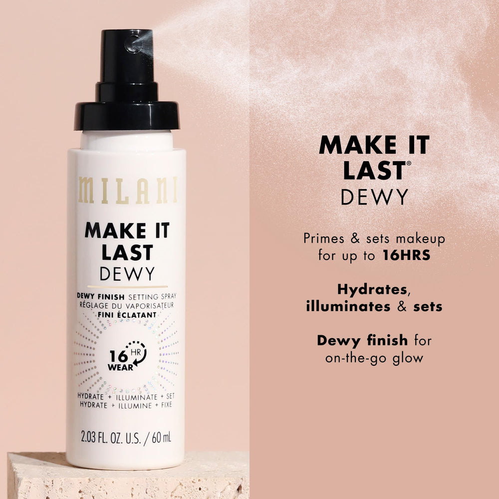 Milani Make It Dewy on skin delivering radiant, long-lasting glow.