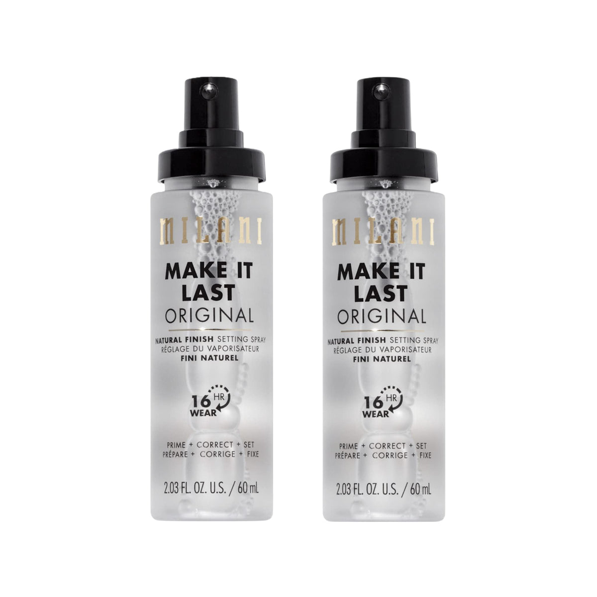 Milani Make It Last prime-set bottle ready for makeup prep and setting