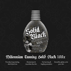 Bronceador de silicona Solid Black 100X realza el tono de la piel.