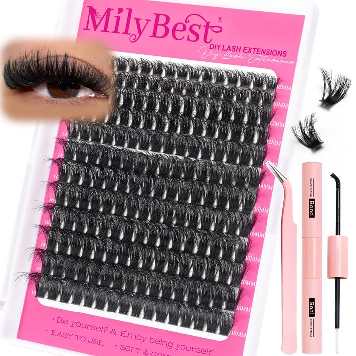 MilyBest Kit de Racimos para Pestañas 100D, empaque compacto para uso en casa.