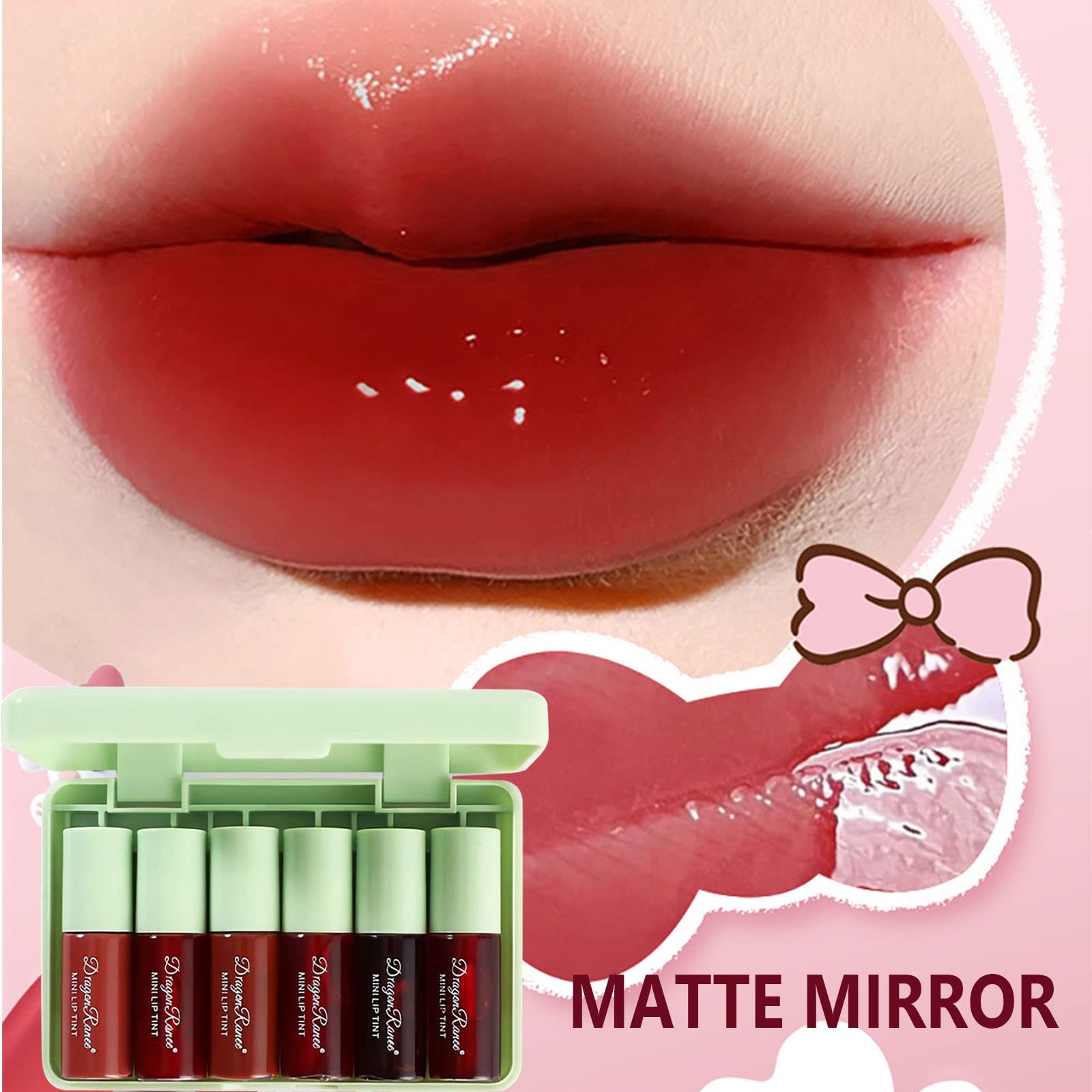 Miniling tono morado con destellos para labios y ojos.
