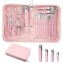 MINKINH set-manucura-26-piezas-estuche-lujo-rosa: cuidado de uñas preciso y organizado