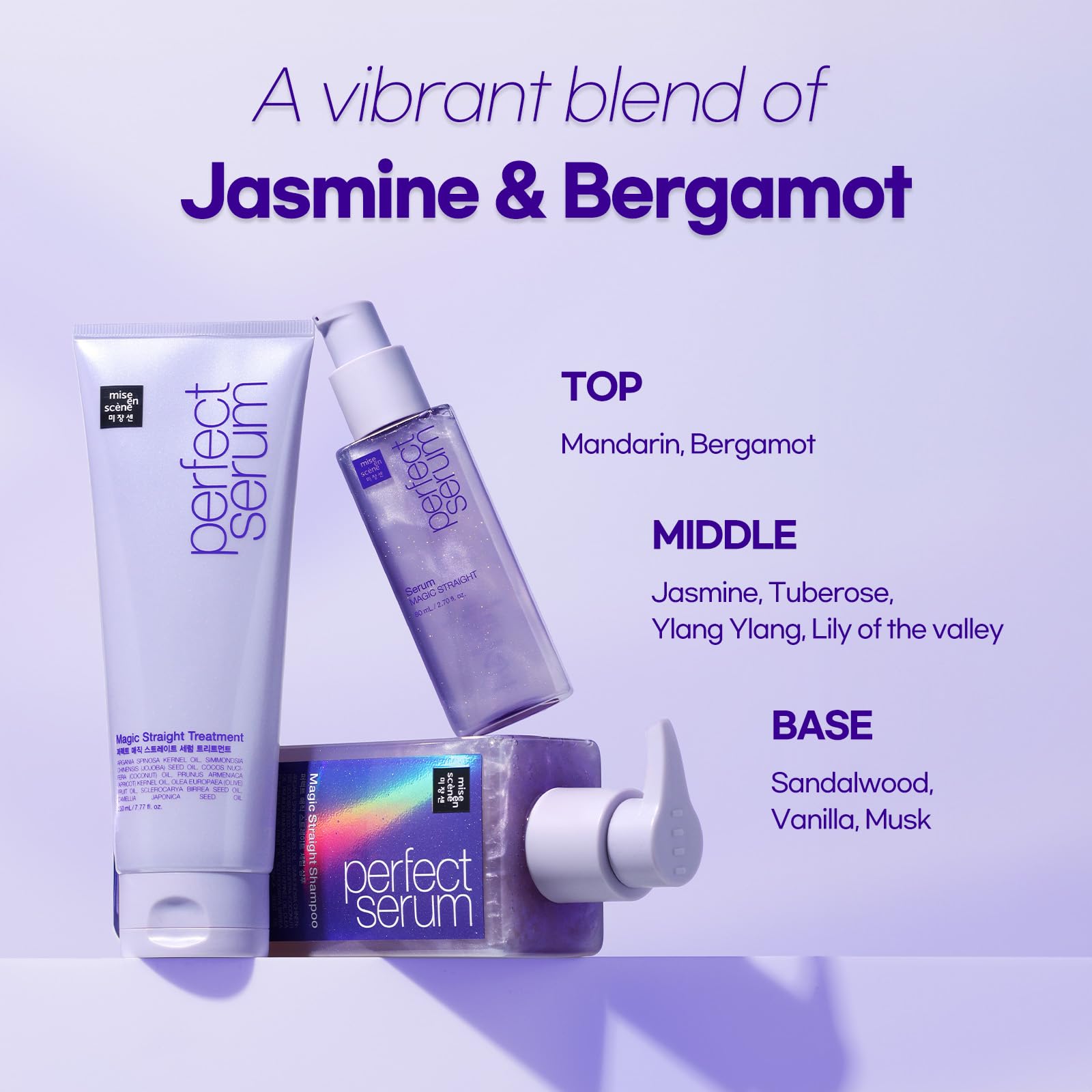 Mise En Scene Perfect Serum Champú, efecto alisado sin esfuerzo para uso diario.