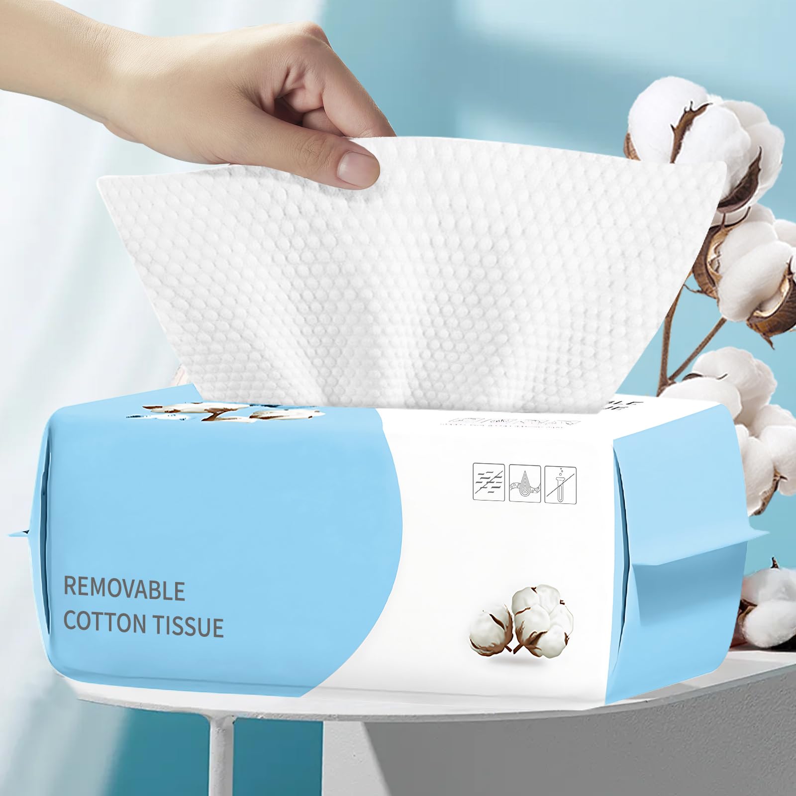 Mishchi toallitas faciales desechables de algodon, gran tamaño y alta absorcion para limpieza suave