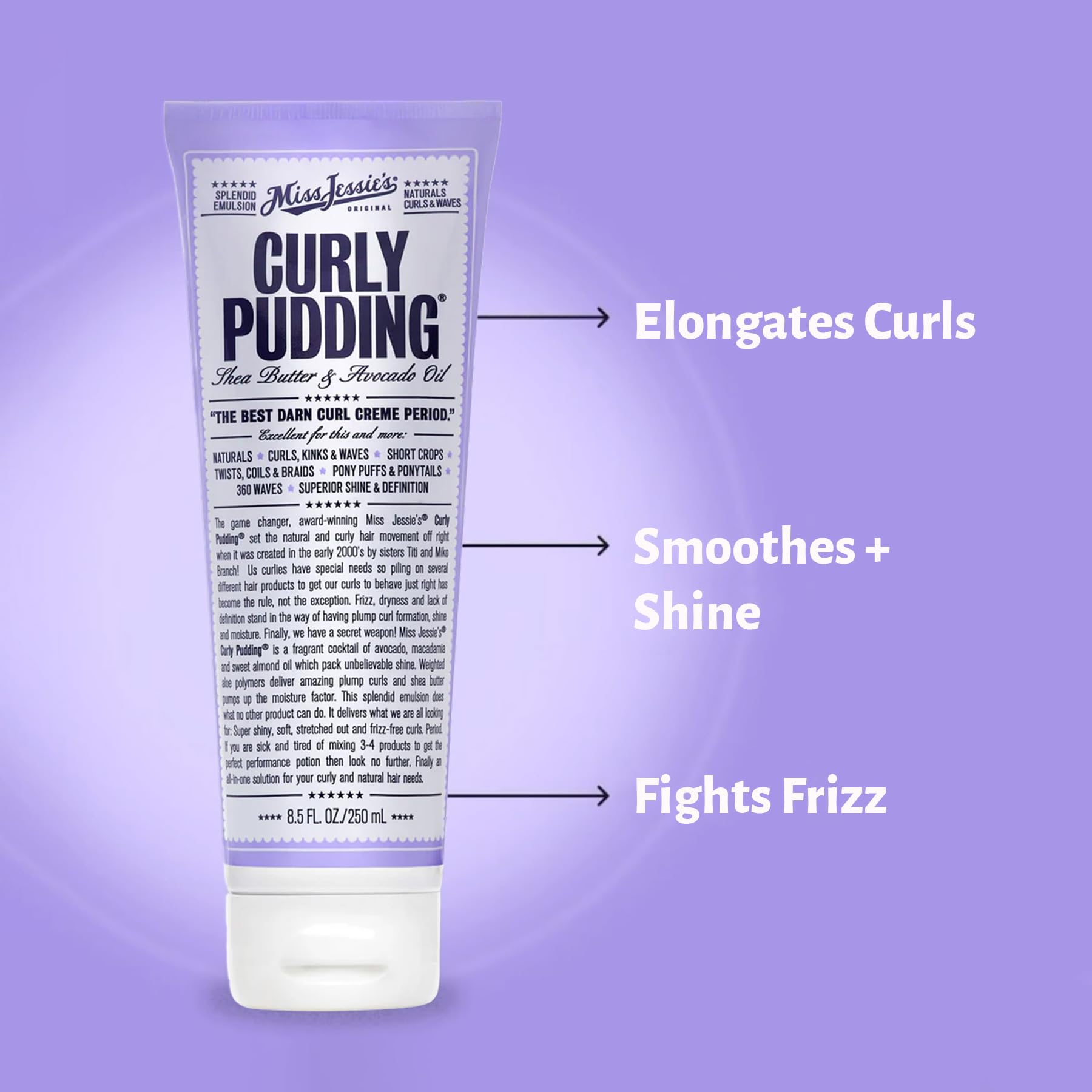 Miss Jessie's Curly Pudding, textura satinada para rizos definidos.