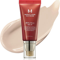 Missha No.21 crema BB en envase, acabado natural con SPF 42.