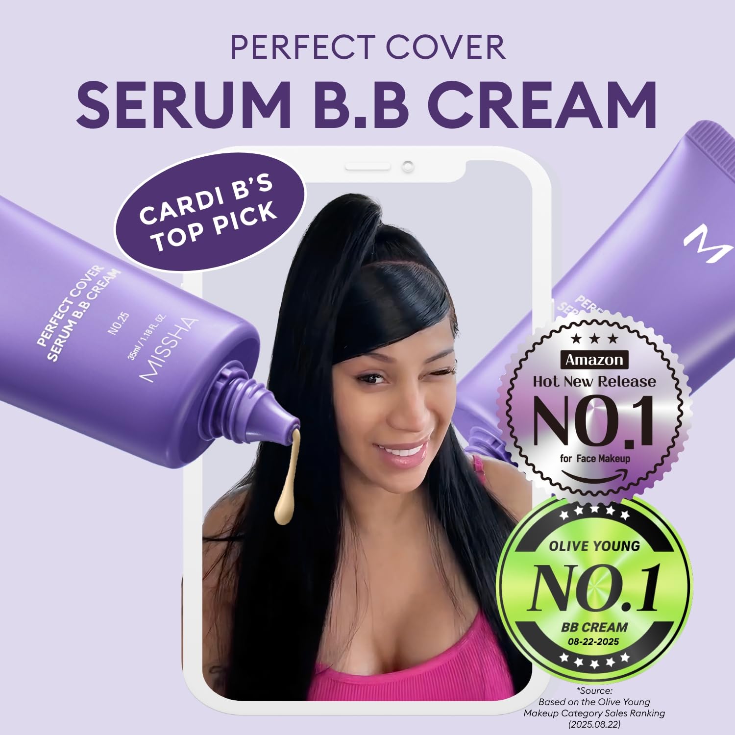 Textura suave para aplicación uniforme del MISSHA M Perfect Cover Serum BB Cream No.23.