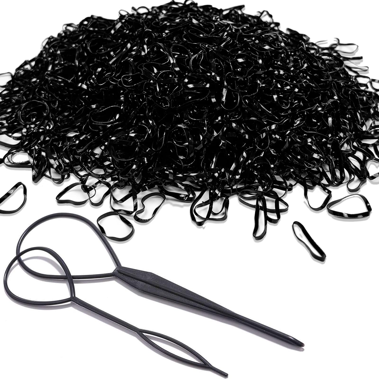 Missjojiay bandas para cabello mini negras, empacado en plástico para almacenamiento práctico.