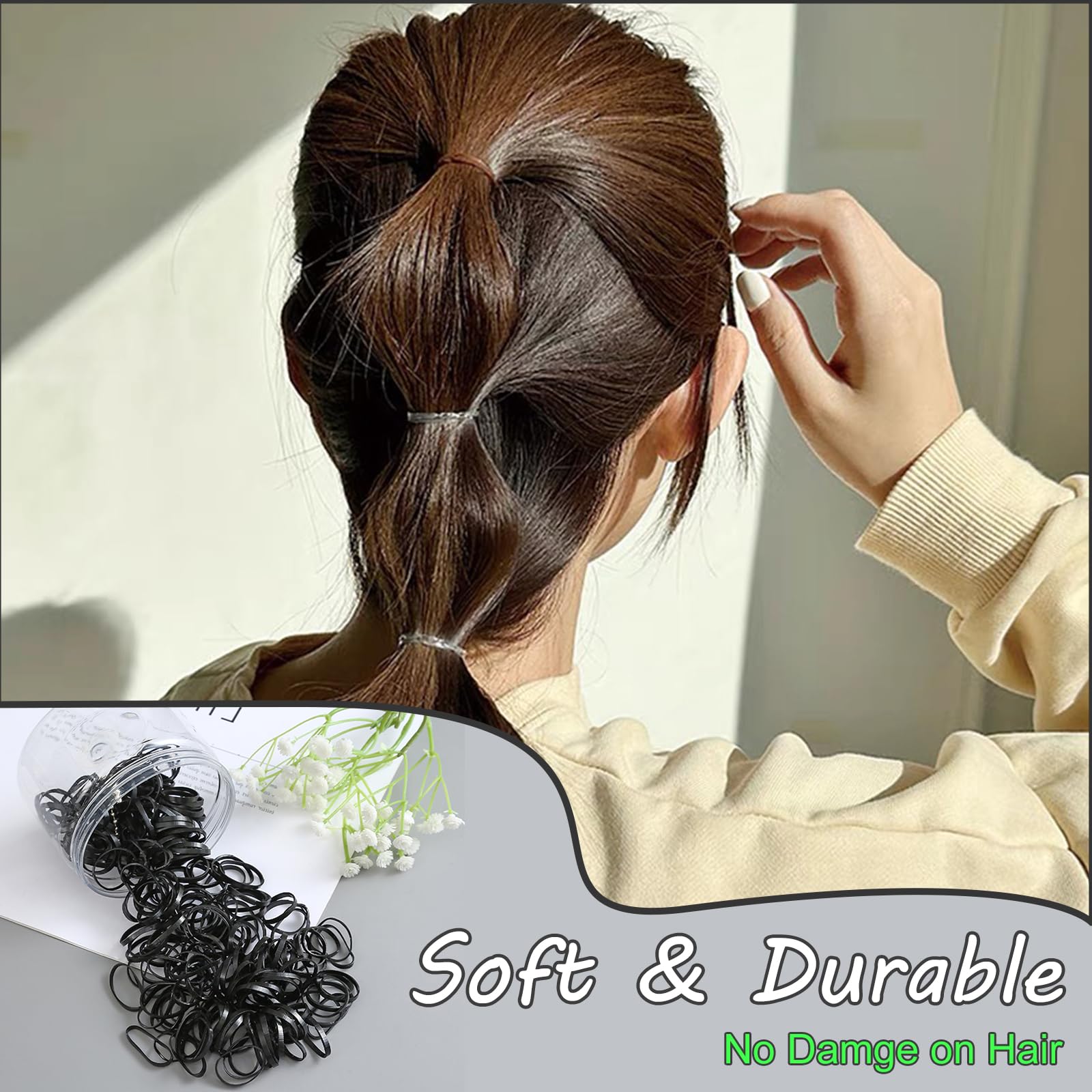 Missjojiay elástico para cabello, diseño compacto y cómodo para llevar.