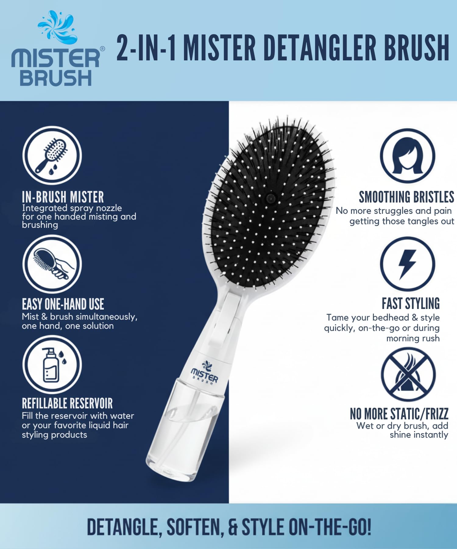 Cerdas anti-nudos de Mister Brush Navy para un deslizamiento suave