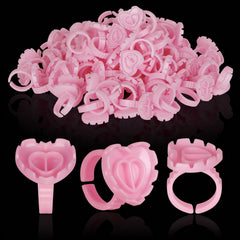 Anillos MixPeak para pegamento de pestañas con forma de corazón, 100 piezas.
