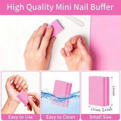 MixPeak buffer mini rosa, para uñas, ideal para manicura rápida y limpia.