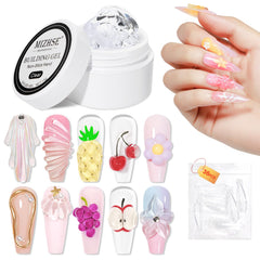 MIZHSE Gel-builder claro 3D para uñas, extensión duradera.