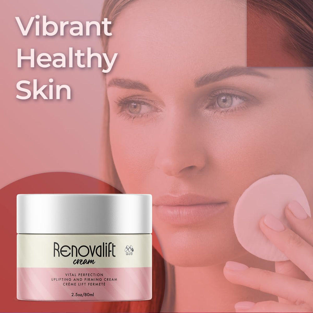Renovalift crema aplicándose en el rostro con masaje suave