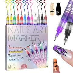 Rotuladores de uñas MKNZOME con punta 0.5 mm para trazos finos.