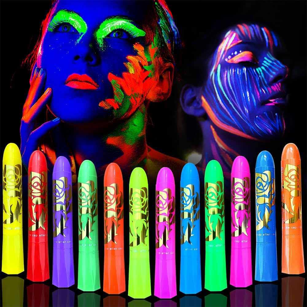 MLDMANDALV kit pintura cara neón para fiestas, colores vibrantes