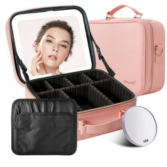 Mocado bolsa de maquillaje con espejo iluminado para viaje y retoques.