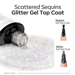 Modelones purpurina arcoiris en gel para manicura vibrante