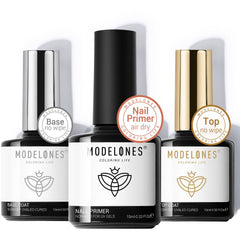 Modelones capa base botella mejora adherencia y durabilidad de la manicura.