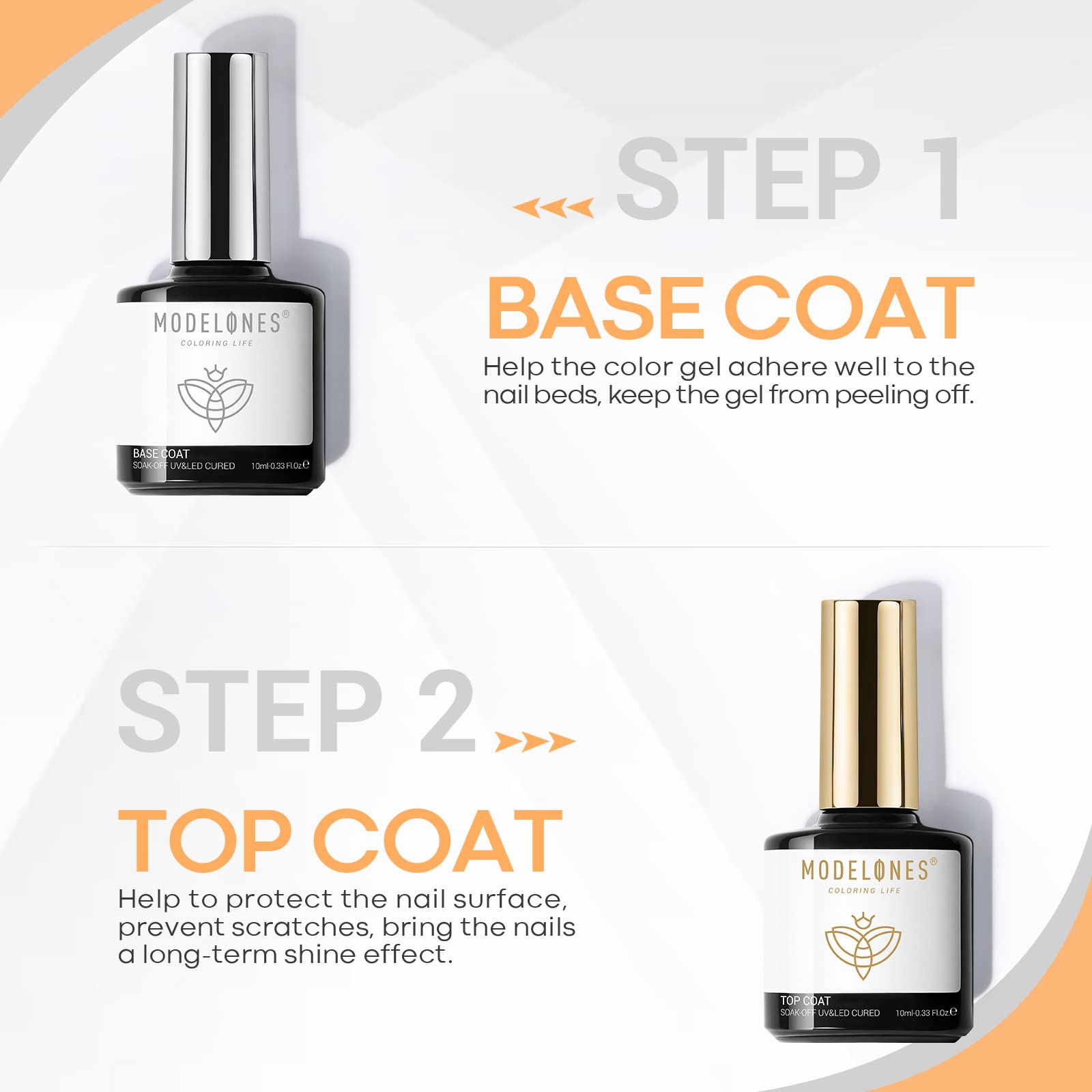 Modelones capa superior gel 10 ml acabado brillante y duradero