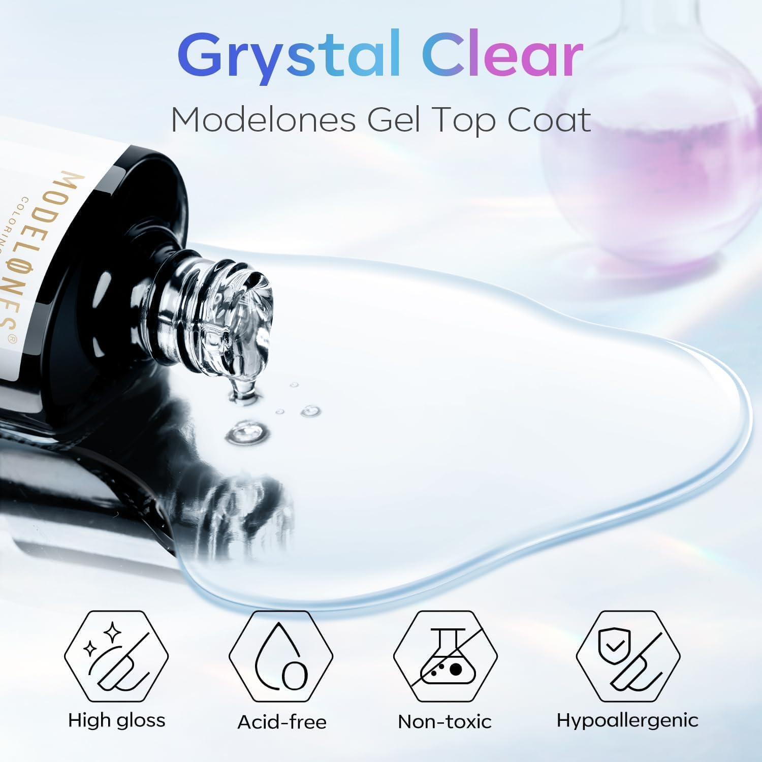 Modelones gel capa superior, envase de 10 ml, listo para aplicar.
