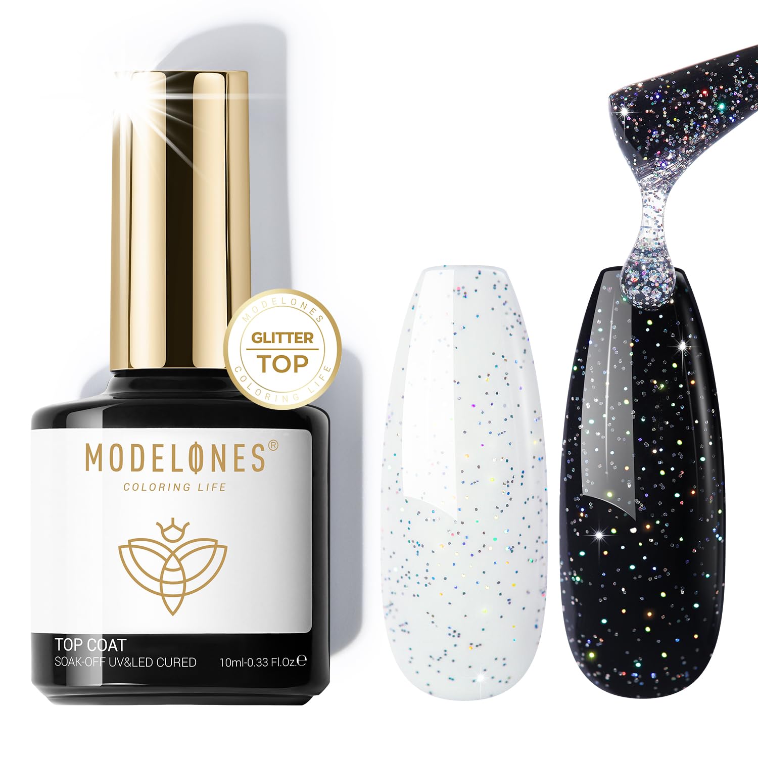Modelones capa superior gel brillo iridiscente para manicuras duraderas