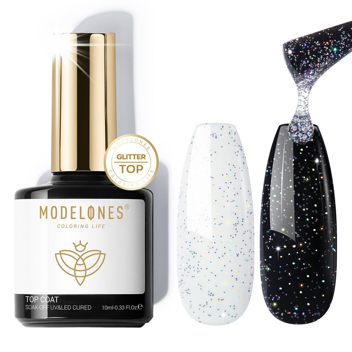 Modelones capa superior gel brillo iridiscente para manicuras duraderas