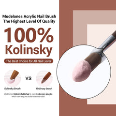 Modelones cepillo uñas Kolinsky con mango rojo para aplicación constante