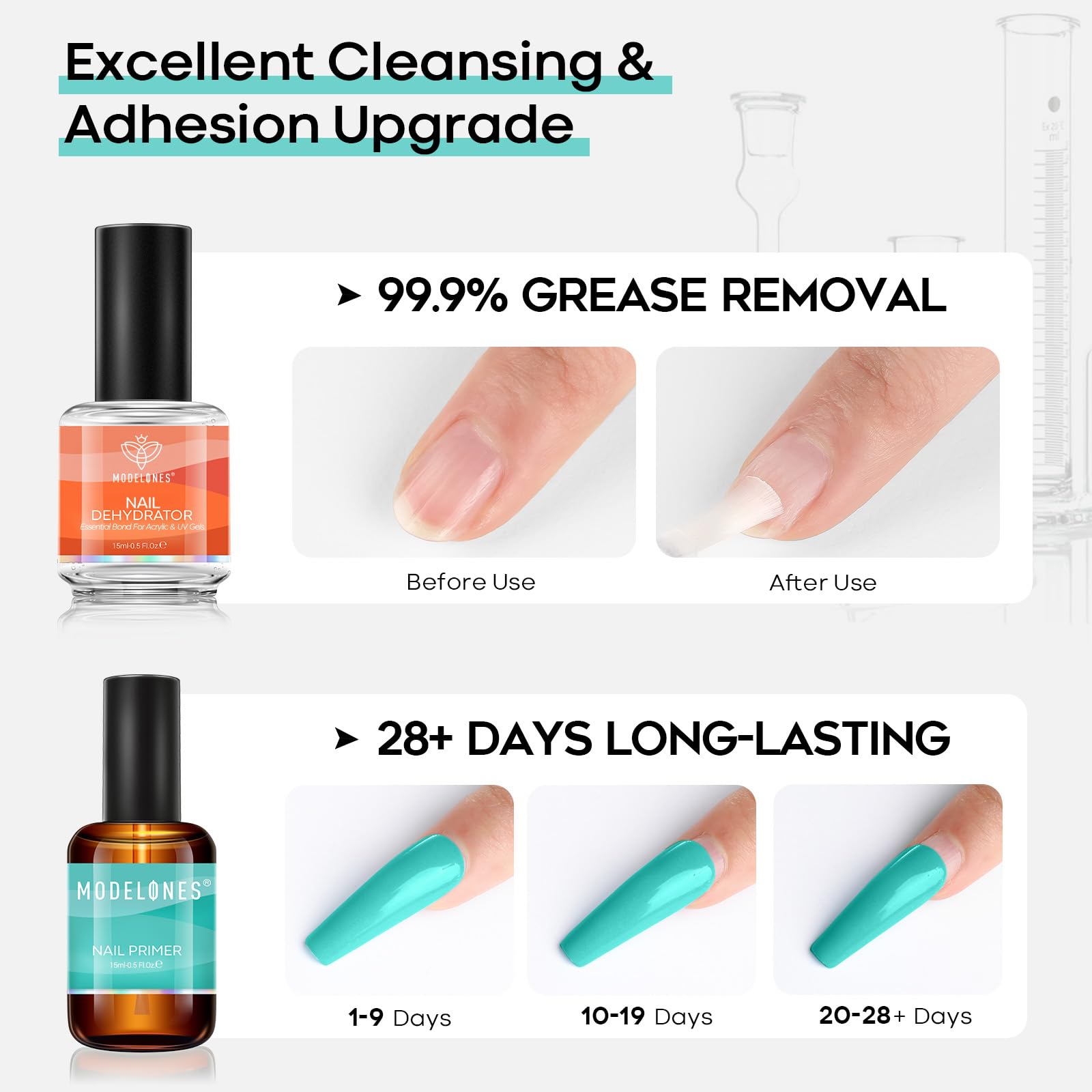 Modelones primer para uñas sin HEMA, 15 ml, ayuda a fijar productos
