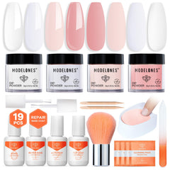 Modelones Dip Powder rosa, acabado suave y duradero para uñas en casa.