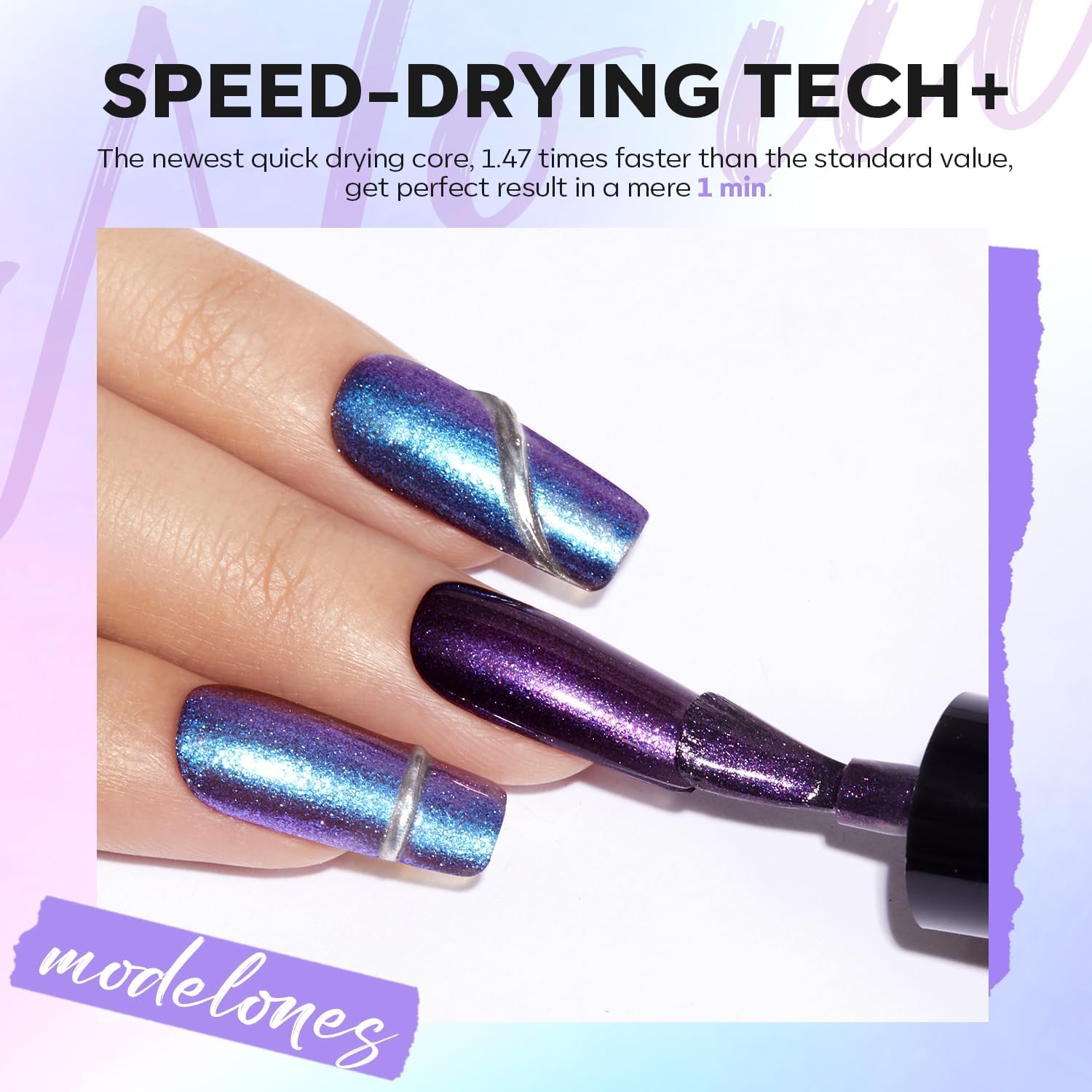 Modelones Chameleon Rosa: efecto holográfico para uñas llamativas
