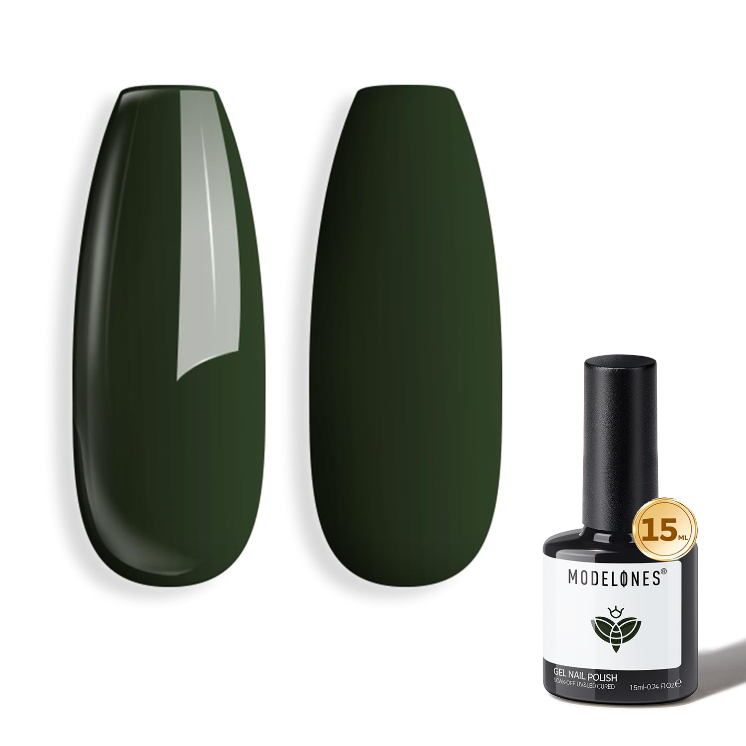 Modelones esmalte gel verde esmeralda, color intenso para uñas.