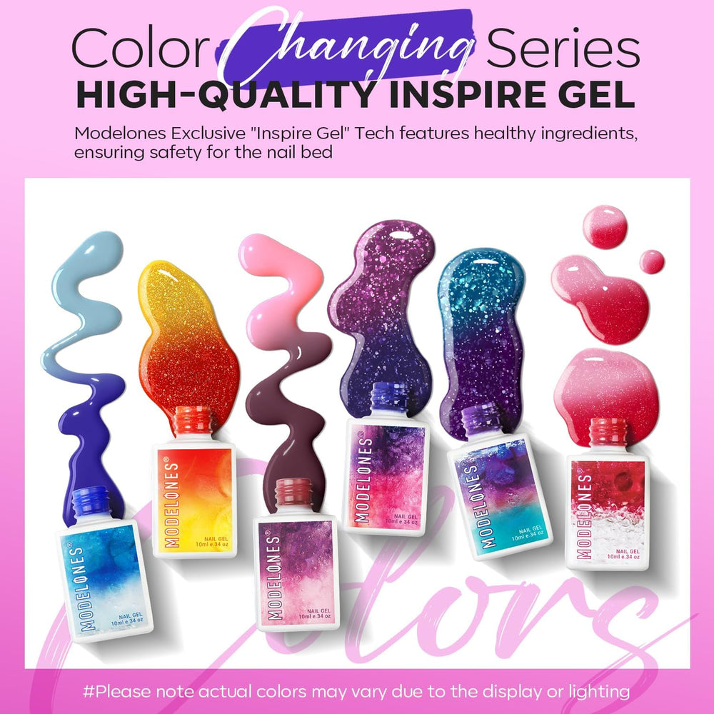 Modelones blue mood gel polish bottle showing temperature-reactive color change