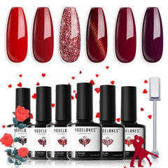 Modelones laca gel rojo set de 6 colores para manicura duradera