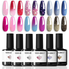 Modelones Mood Gel: laca gel con cambio de color en 6 tonos para uñas brillantes.