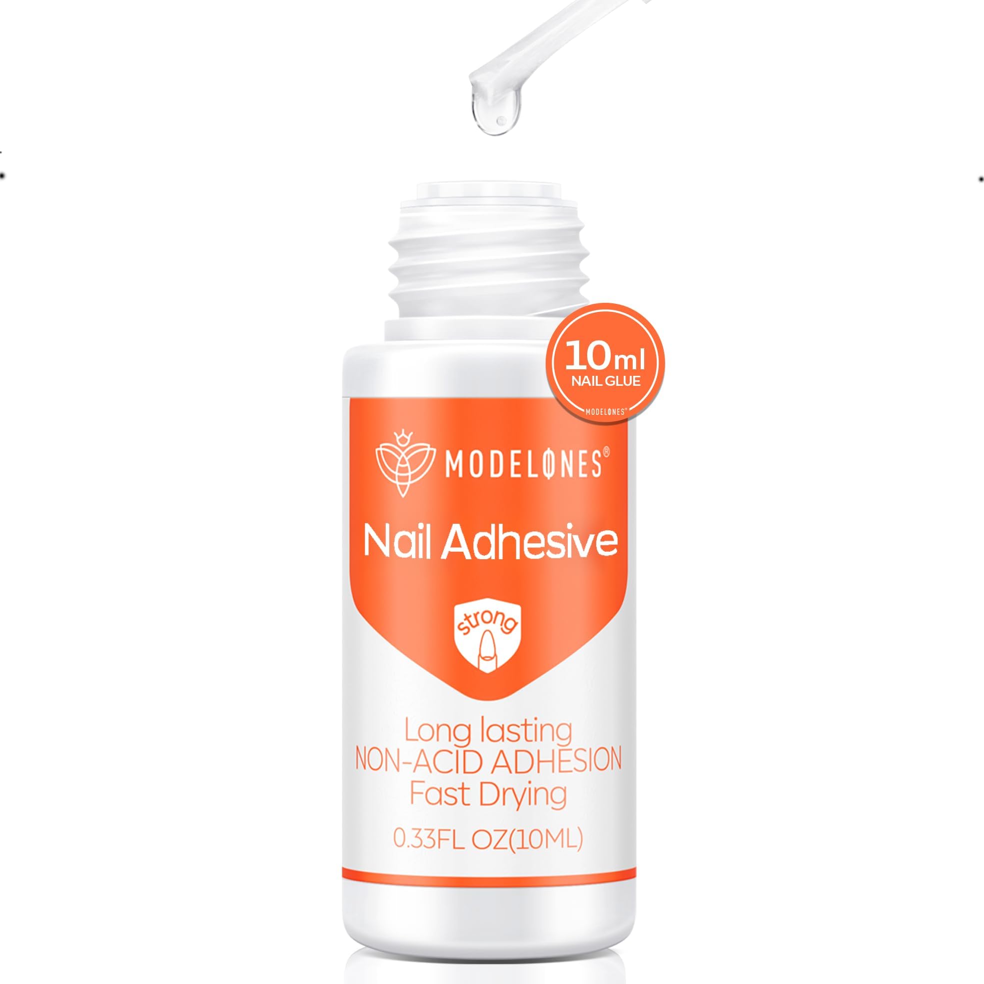 Modelones pegamento uñas 10 ml en botella, fijación duradera para uñas postizas.