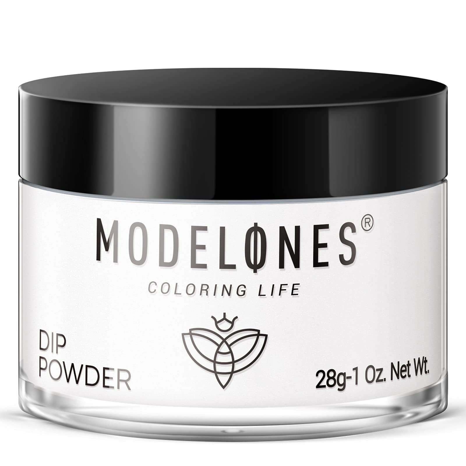 Modelones polvos de inmersión blancos, capacidad 1oz, ideal para manicuras duraderas.