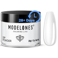 Modelones polvo dip transparente en botella, brillo natural para las uñas.