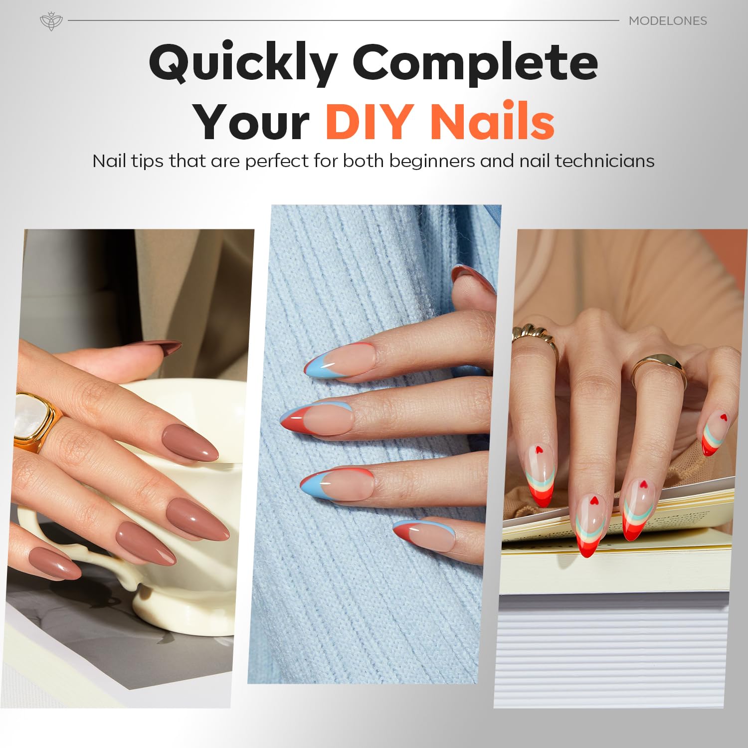 Modelones Pro Luxe Apex Tips: ajuste natural para uñas ovaladas o cuadradas