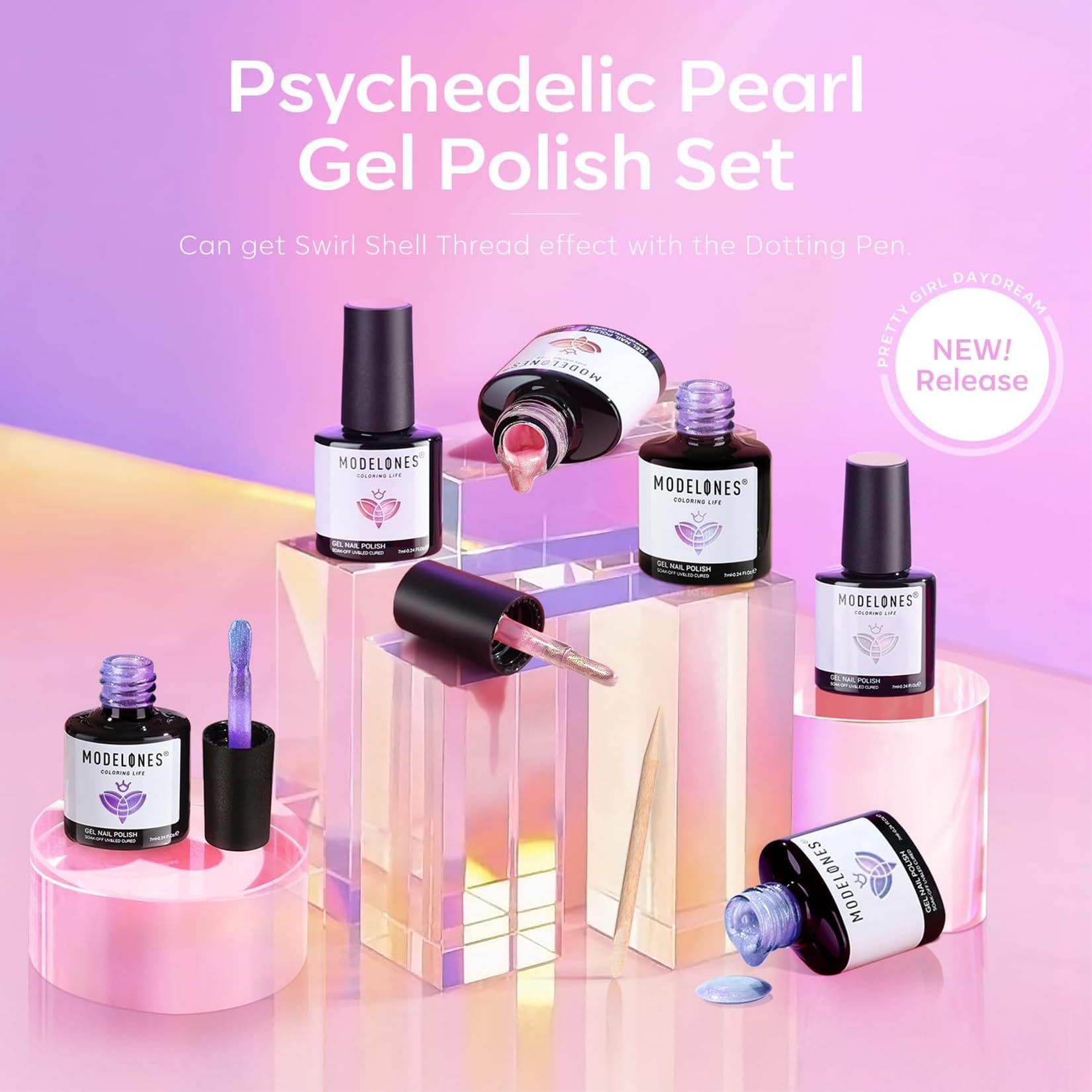 Modelones Gel Polish Bottles with secure caps for neat storage and travel.