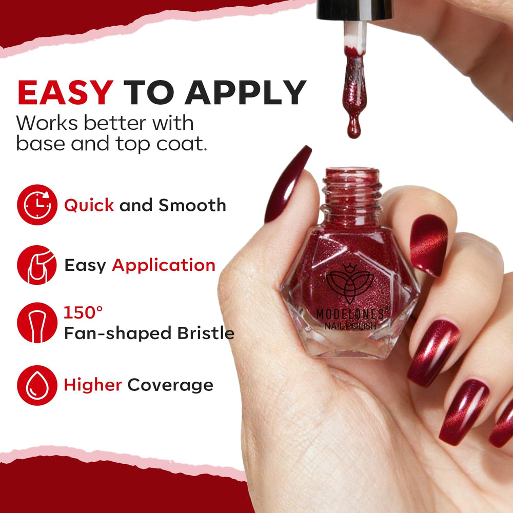 Modelones shimmering red lacquer for eye-catching finishes.