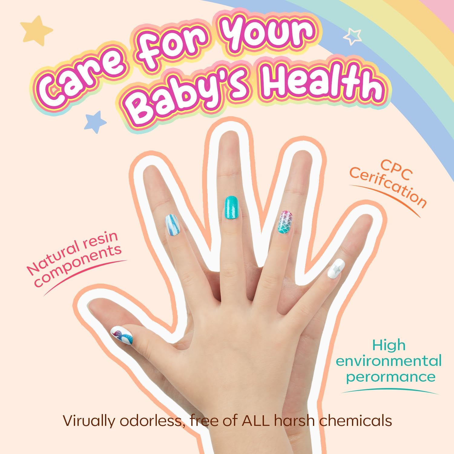 Modelones uñas no tóxicas y sin BPA para uso infantil seguro.