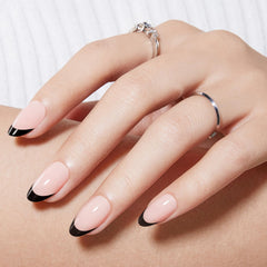 Modelones uñas almond Frances negro - aplicación rápida sin esmalte