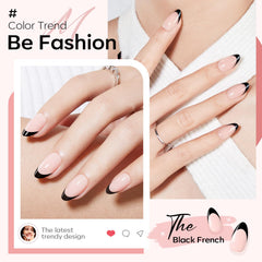 Modelones uñas almond Frances negro - durabilidad anunciada de 20 días
